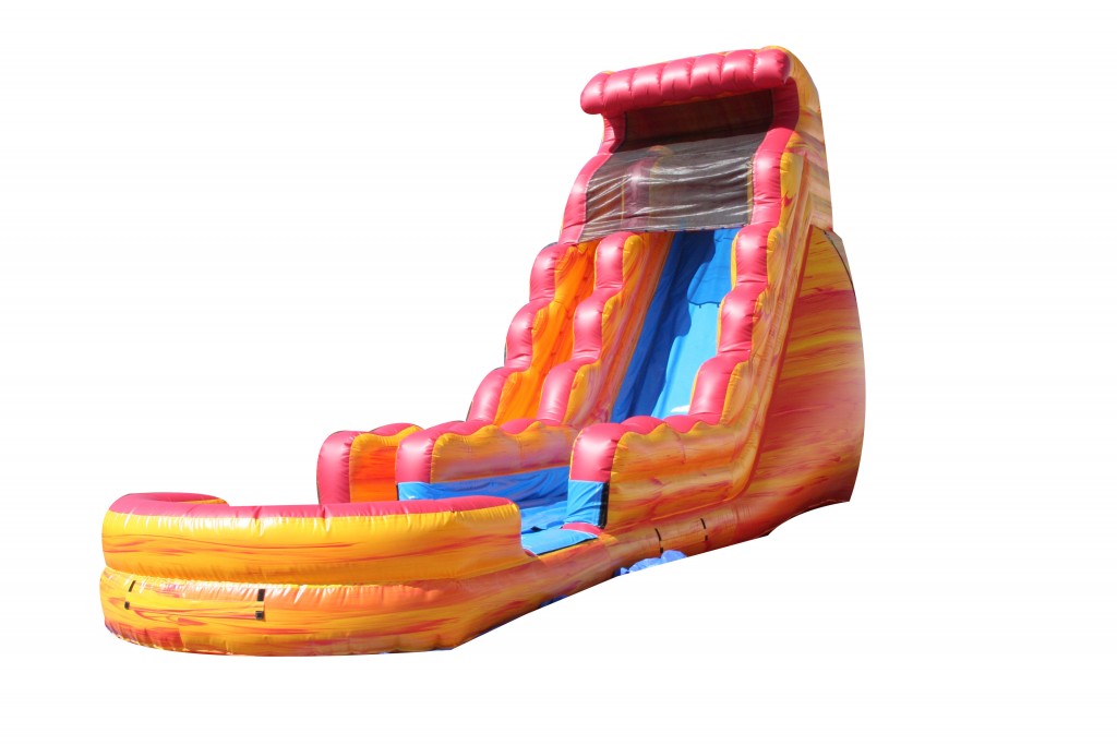 22 Ft Single Lane Fire N Ice with Landing Water Slide