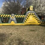 This is an inflatable obstacle course side view