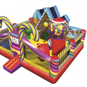 This is a CandyLand Bounce House for Toddlers